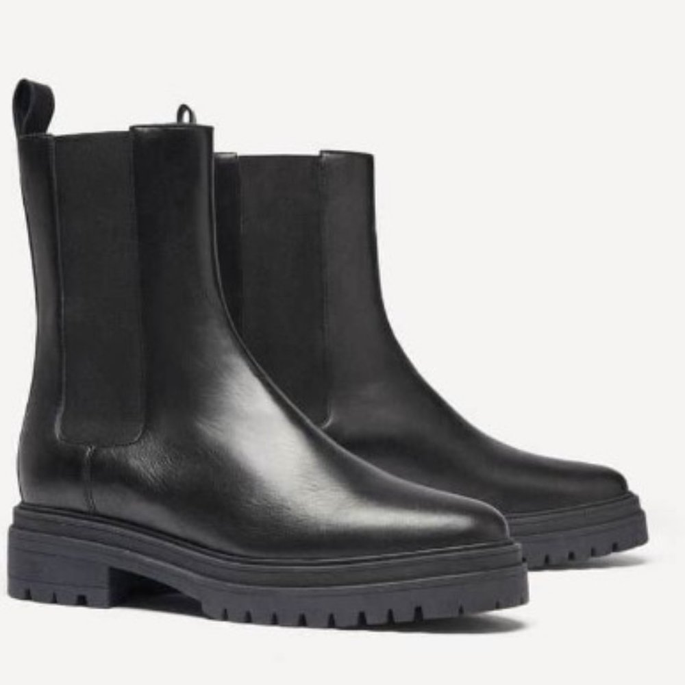 Ba&sh black leather coda chelsea boots